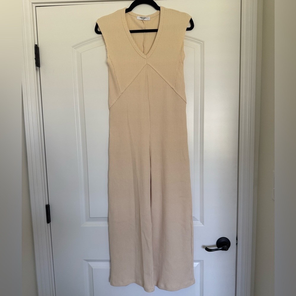 NWOT Project Social T See Me Seamed Pointelle Jumpsuit Cream, size XS - Picture 3 of 6